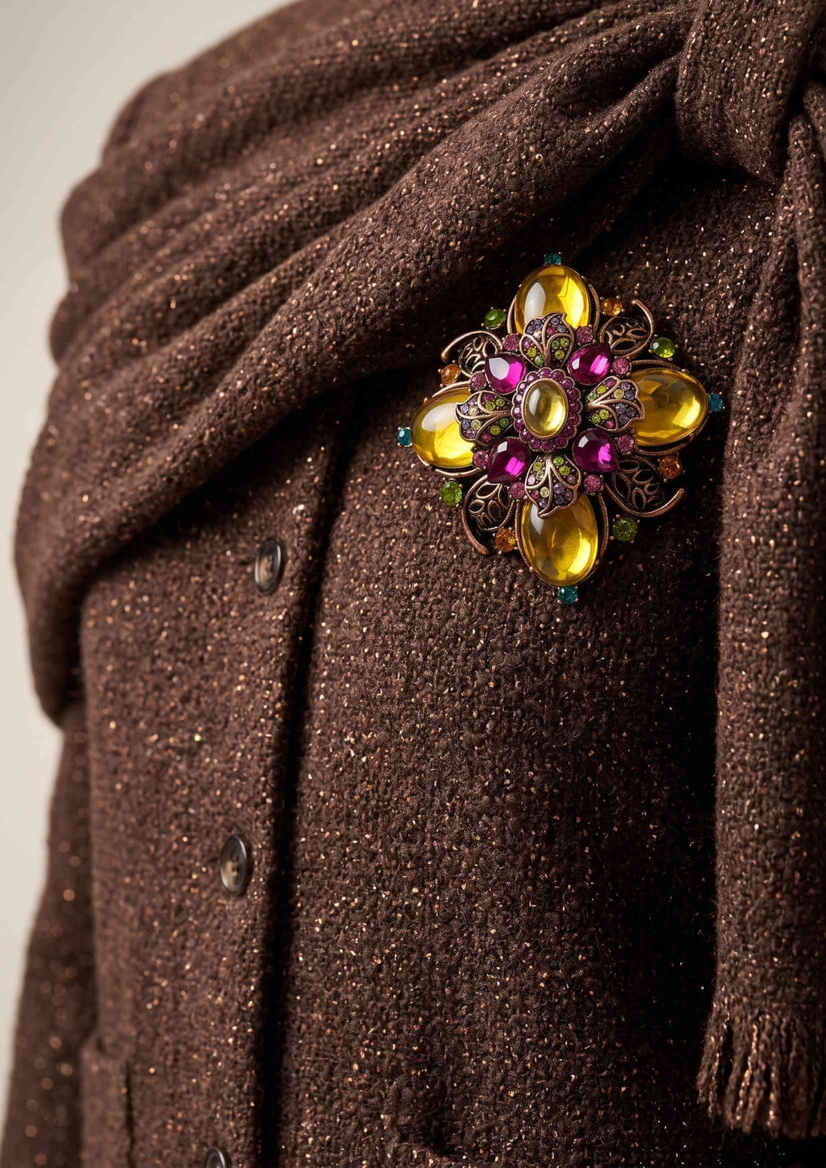 Art Deco Garnet Vintage Floral Brooch Pin