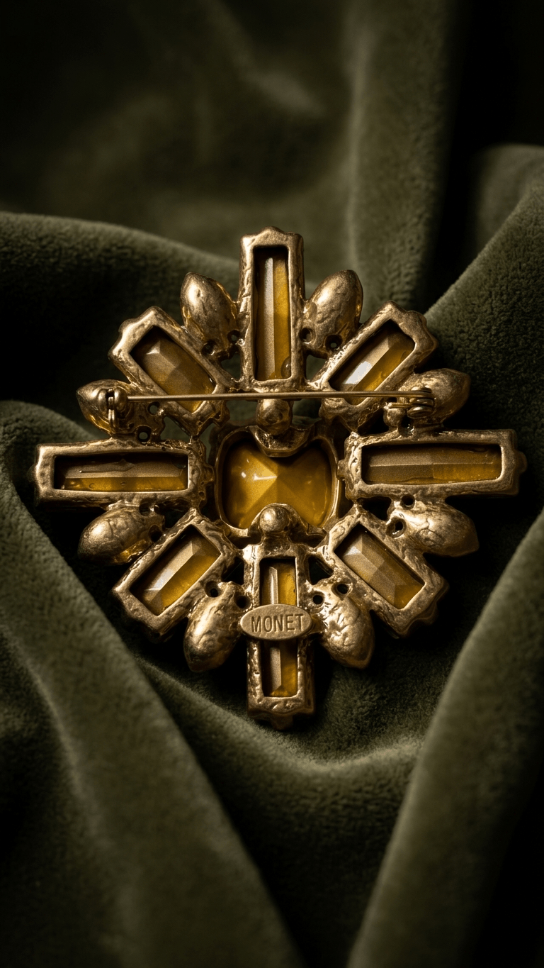 Goossens Paris Gems & Pearls Byzantine Brass Brooch Pins