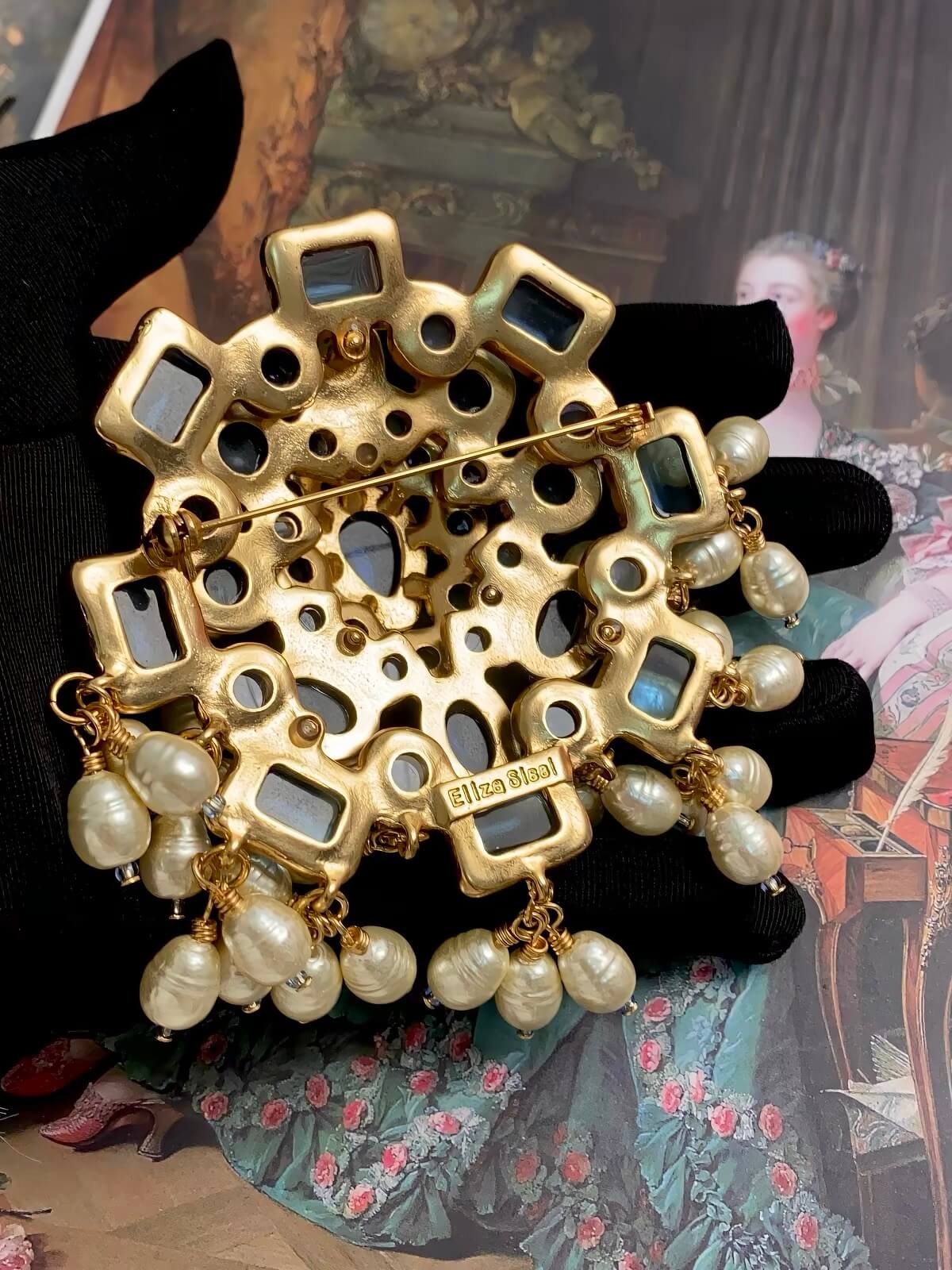 Medieval Byzantine Pearl Renaissance Vintage Brooch Pin