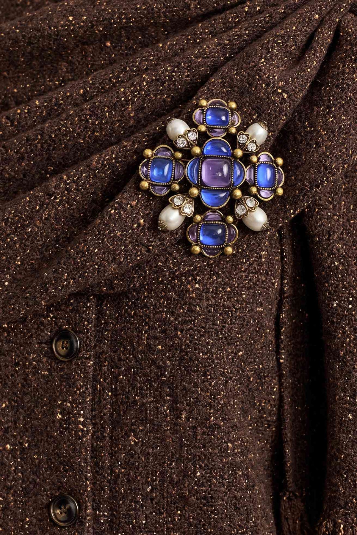 Vintage Baroque Blue Antique Pearl Brooch Pin
