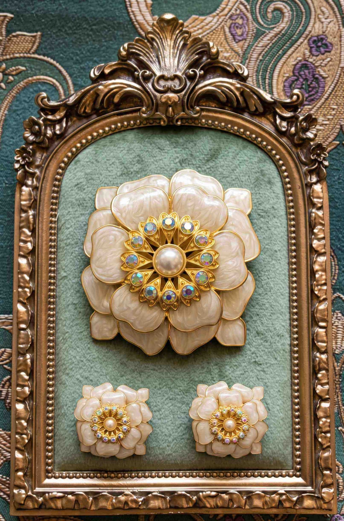 Art Deco Enamel Pearl Vintage Floral Brooch Lot