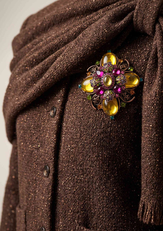 Art Deco Garnet Vintage Floral Brooch Pin