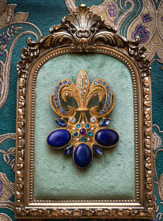 Jose Barrera Brooch Florentine Fleur de Lis Medieval Brass Brooches Pin