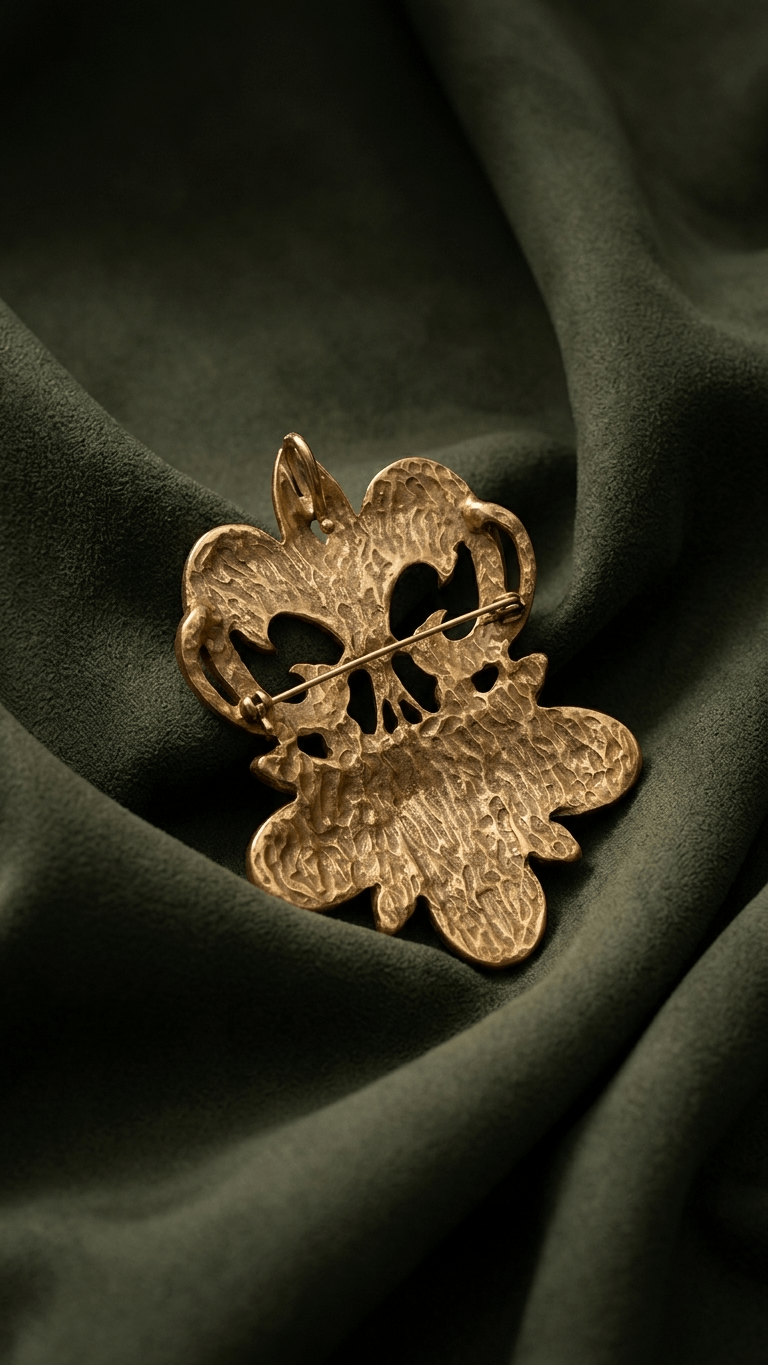 Jose Barrera Brooch Florentine Fleur de Lis Medieval Brass Brooches Pins