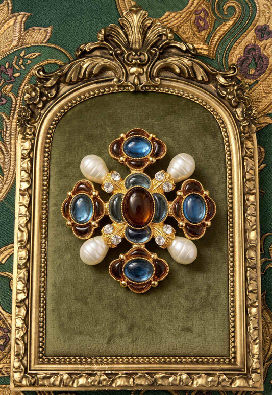 Medieval Byzantine Cross Medal Renaissance Vintage Brooch Pin