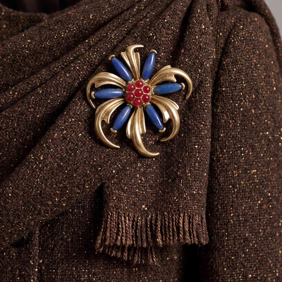 Vintage Floral Fireworks Blossom Gemstone Brooch Pin